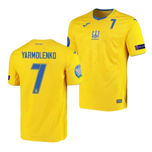 Men's Andriy Yarmolenko Ukraine EURO 2020 Jersey Yellow Home Replica
