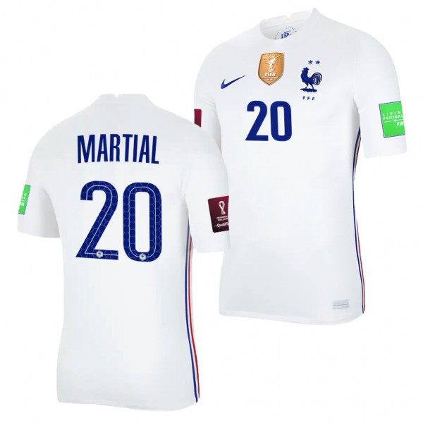 Men's Anthony Martial France Away Jersey White 2022 Qatar World Cup Stadium