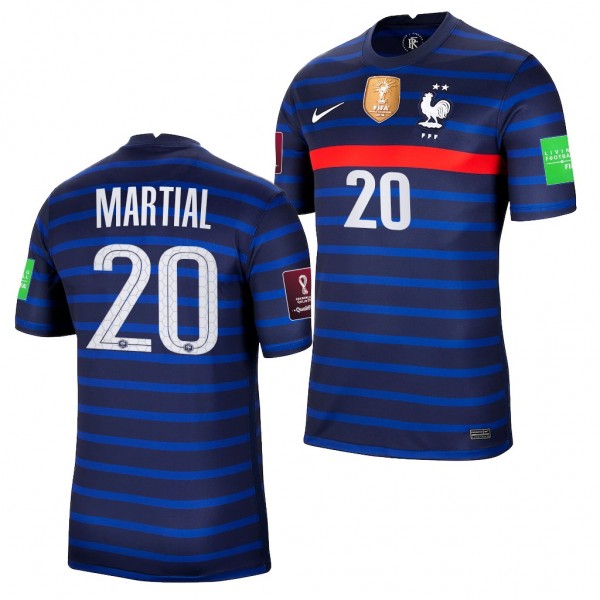 Men's Anthony Martial France Home Jersey Blue 2022 Qatar World Cup Stadium