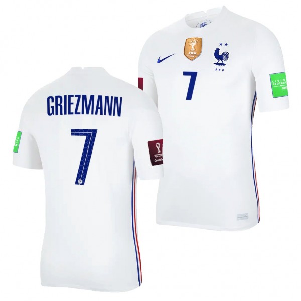 Men's Antoine Griezmann France Away Jersey White 2022 Qatar World Cup Stadium
