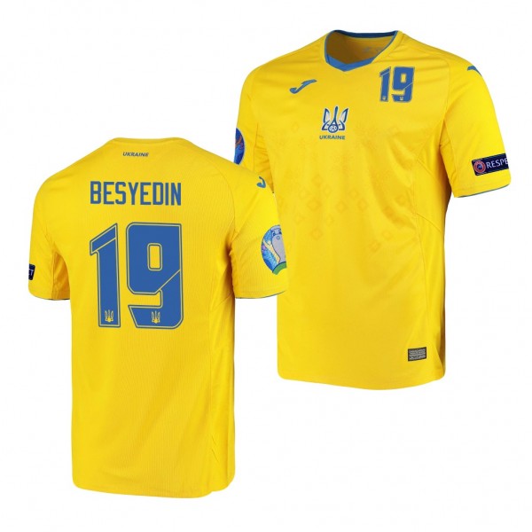 Men's Artem Besyedin Ukraine EURO 2020 Jersey Yellow Home Replica