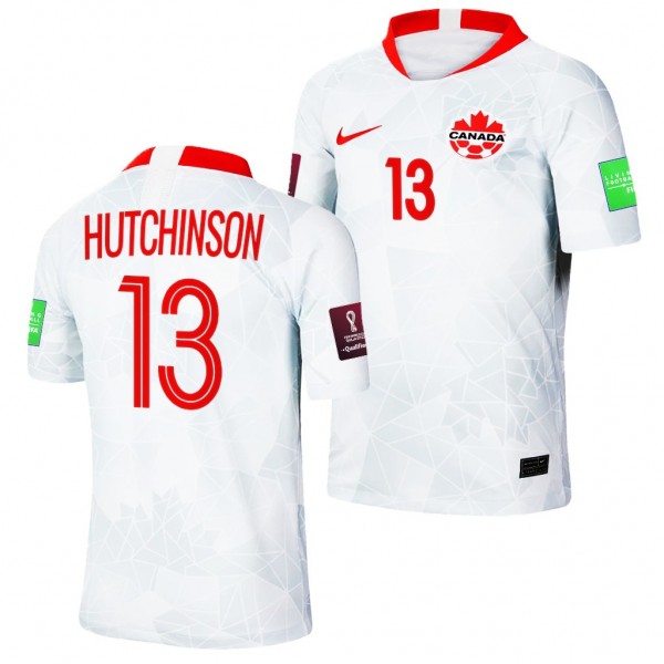Men's Atiba Hutchinson Canada Away Jersey White 2022 Qatar World Cup Stadium