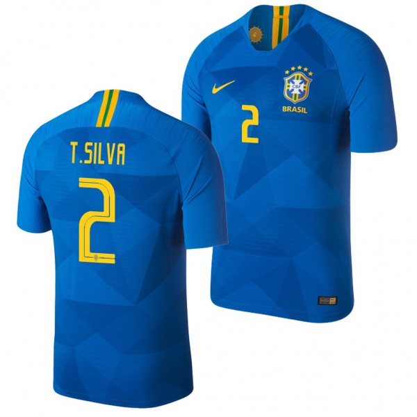 Men's Brazil Thiago Silva 2018 World Cup Blue Jersey