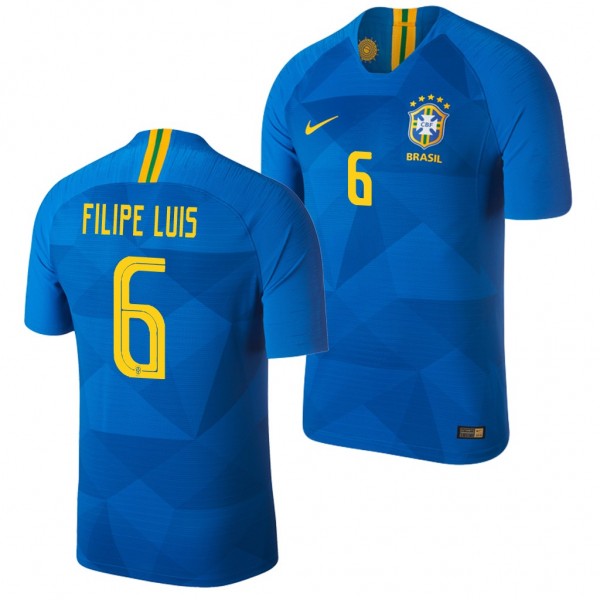 Men's Brazil Filipe Luis 2018 World Cup Blue Jersey