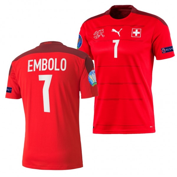Men's Breel Embolo Switzerland EURO 2020 Jersey Red Home Replica