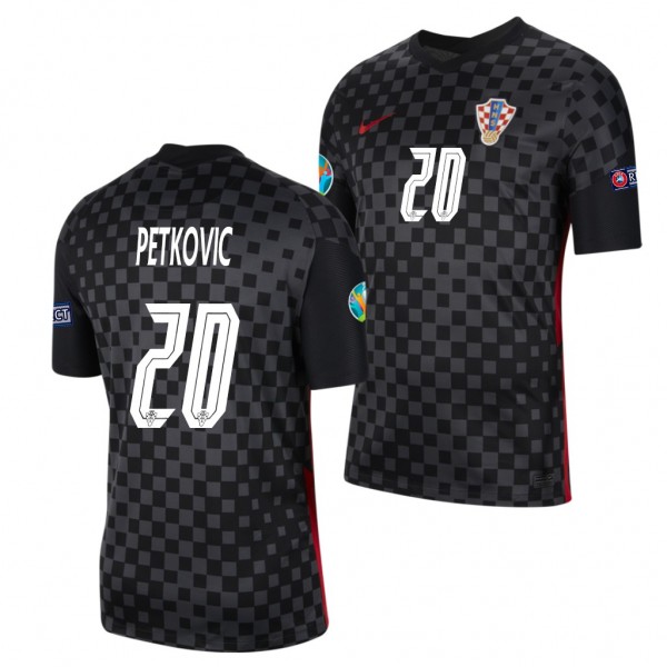 Men's Bruno Petkovic Croatia Away Jersey Black EURO 2020