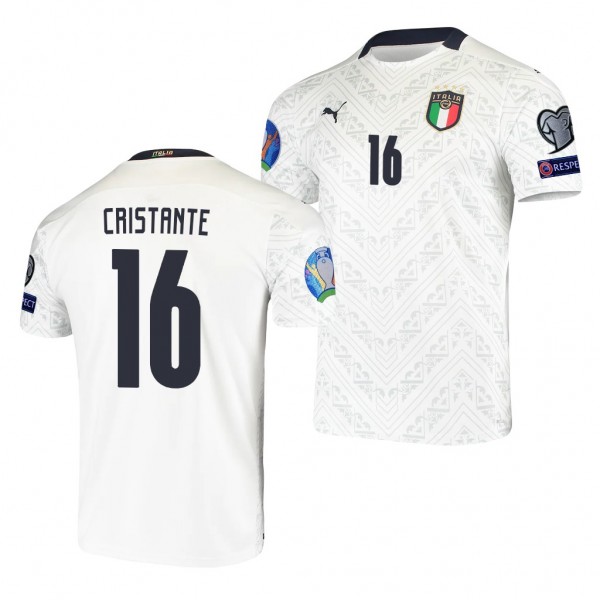 Men's Bryan Cristante Italy EURO 2020 Jersey White Away Replica