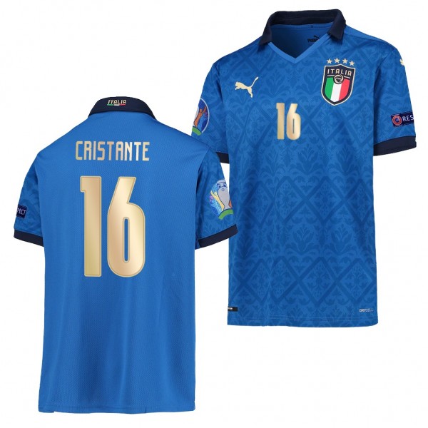 Youth Bryan Cristante EURO 2020 Italy Jersey Blue Home