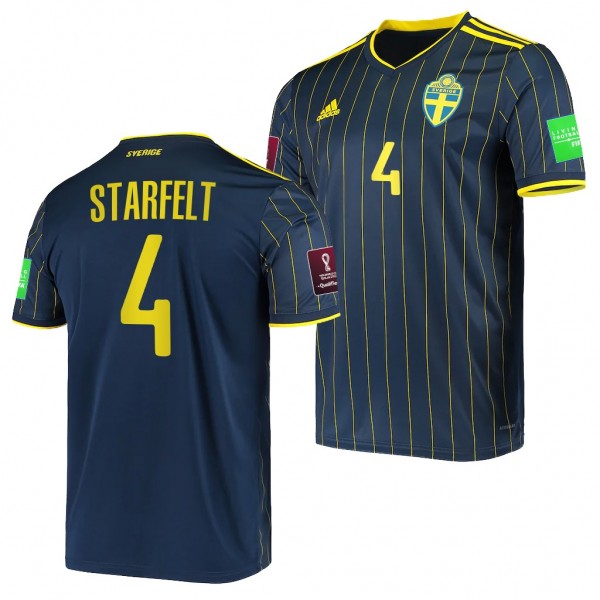 Men's Carl Starfelt Sweden Away Jersey Black 2022 Qatar World Cup Replica