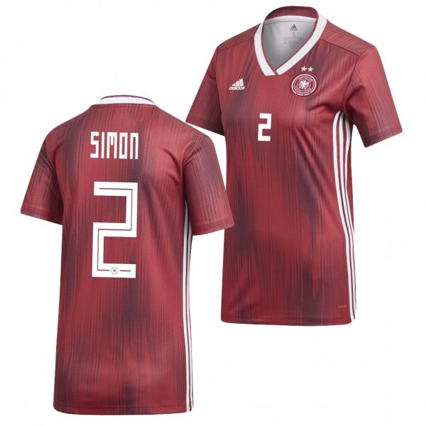 Women's Carolin Simon Jersey Germany 2019 World Cup Away Dark Red