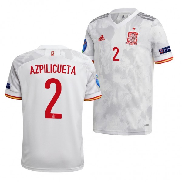 Men's Cesar Azpilicueta Spain EURO 2020 Jersey White Away Replica