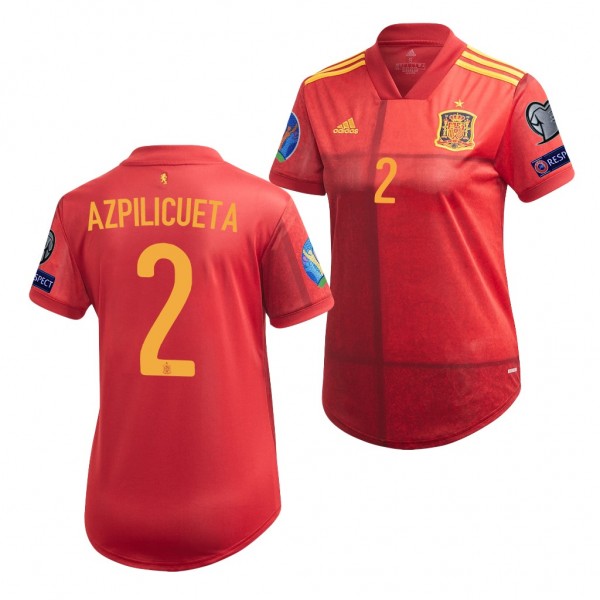 Women's Spain Cesar Azpilicueta EURO 2020 Jersey Red Home Replica