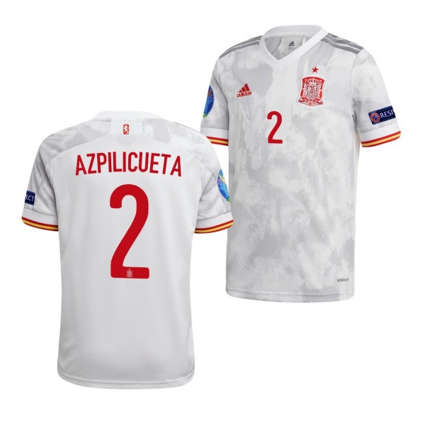 Youth Cesar Azpilicueta EURO 2020 Spain Jersey White Away