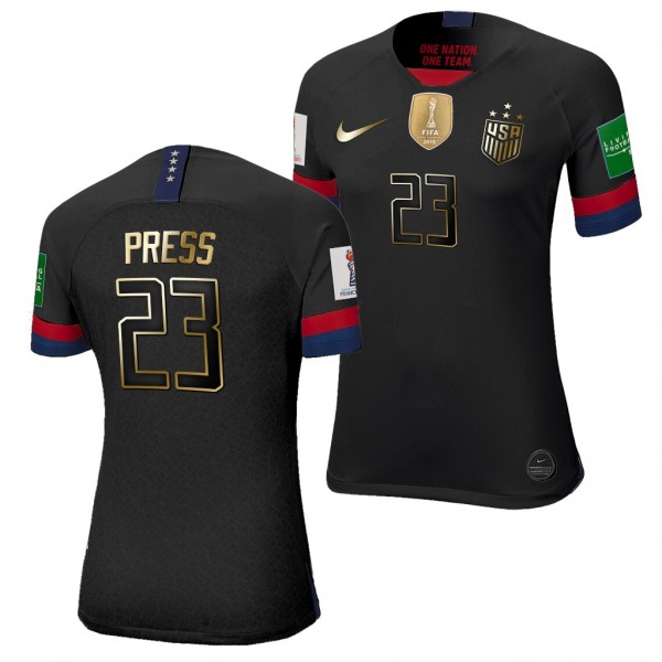 Men's Christen Press USA Golden Limited Black Jersey 2019 World Cup Champions