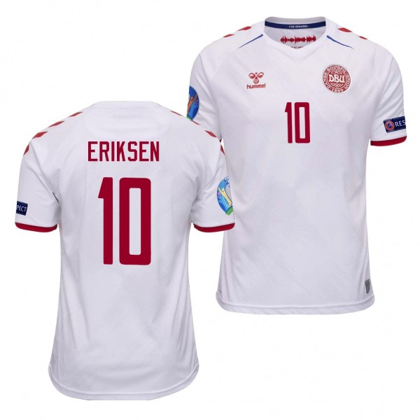 Men's Christian Eriksen Denmark EURO 2020 Jersey White Away Replica