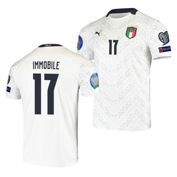 Men's Ciro Immobile Italy EURO 2020 Jersey White Away Replica
