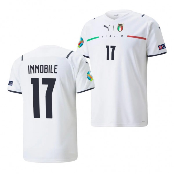 Men's Ciro Immobile Italy EURO 2020 Jersey White Replica Away