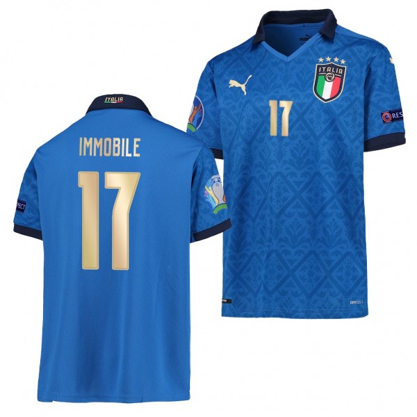 Youth Ciro Immobile EURO 2020 Italy Jersey Blue Home