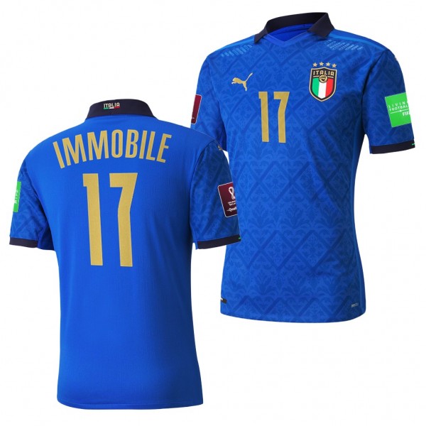 Men's Ciro Immobile Italy Home Jersey Blue 2022 Qatar World Cup