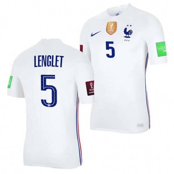 Men's Clement Lenglet France Away Jersey White 2022 Qatar World Cup Stadium