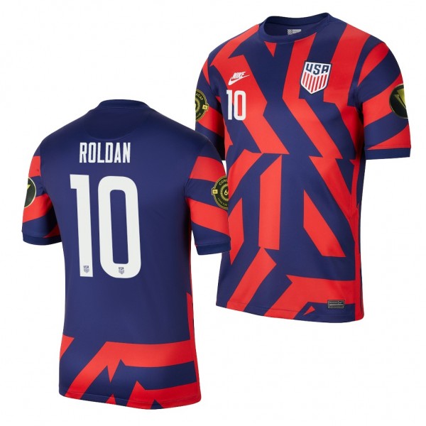 Men's Cristian Roldan USMNT 2021 CONCACAF Gold Cup Jersey Blue Away Replica