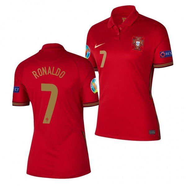 Women's Portugal Cristiano Ronaldo EURO 2020 Jersey Red Home Replica