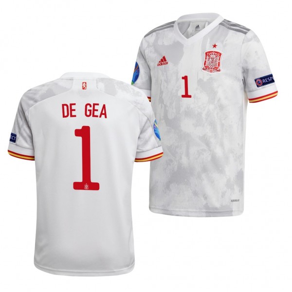 Men's David De Gea Spain EURO 2020 Jersey White Away Replica