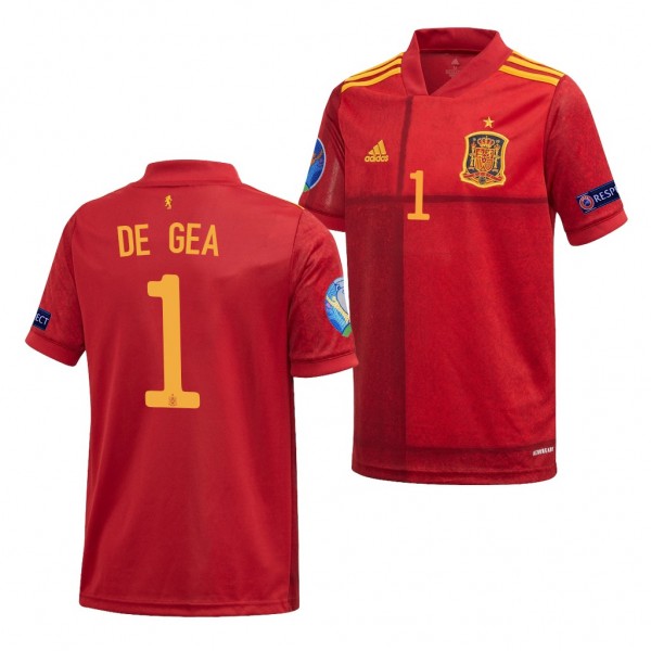 Youth David De Gea EURO 2020 Spain Jersey Red Home