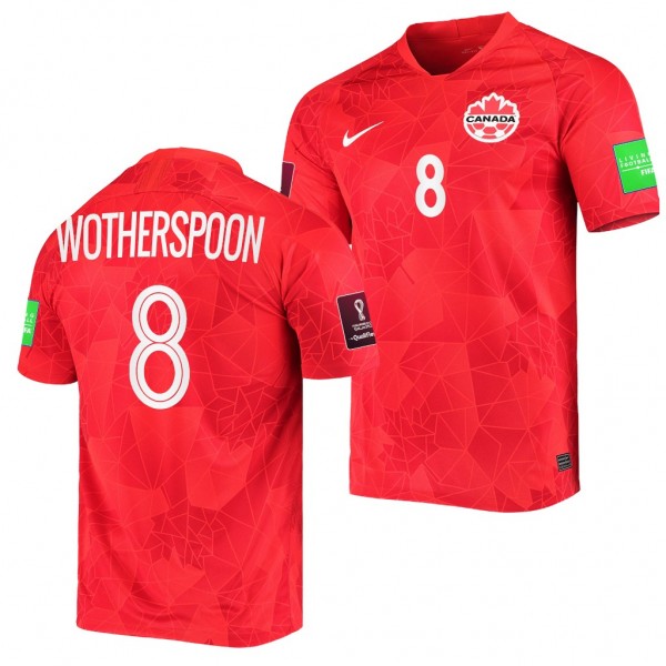 Men's David Wotherspoon Canada Home Jersey Red 2022 Qatar World Cup Stadium
