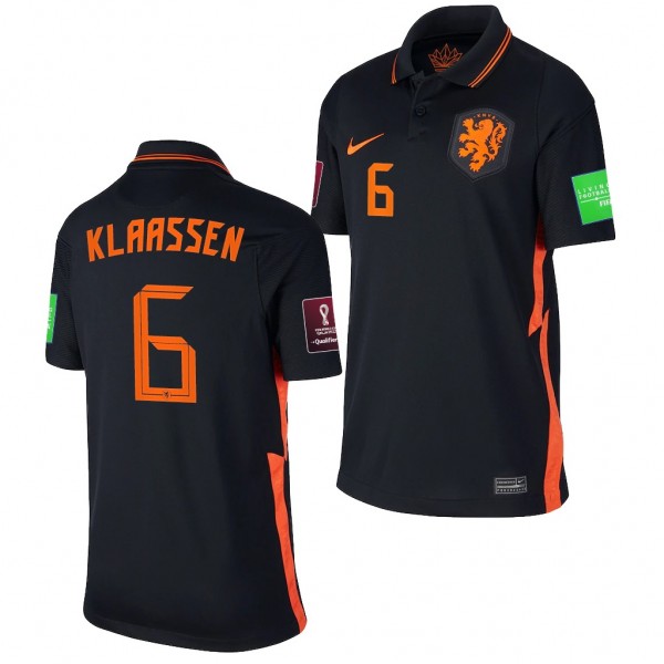 Men's Davy Klaassen Netherlands Away Jersey Black 2022 Qatar World Cup Stadium