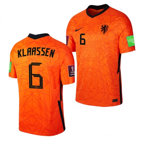 Men's Davy Klaassen Netherlands Home Jersey Orange 2022 Qatar World Cup Stadium