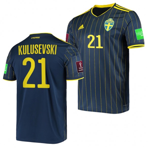 Men's Dejan Kulusevski Sweden Away Jersey Black 2022 Qatar World Cup Replica