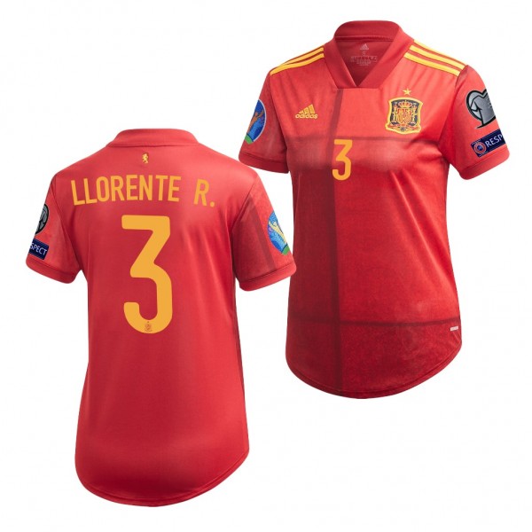 Women's Spain Diego Llorente EURO 2020 Jersey Red Home Replica