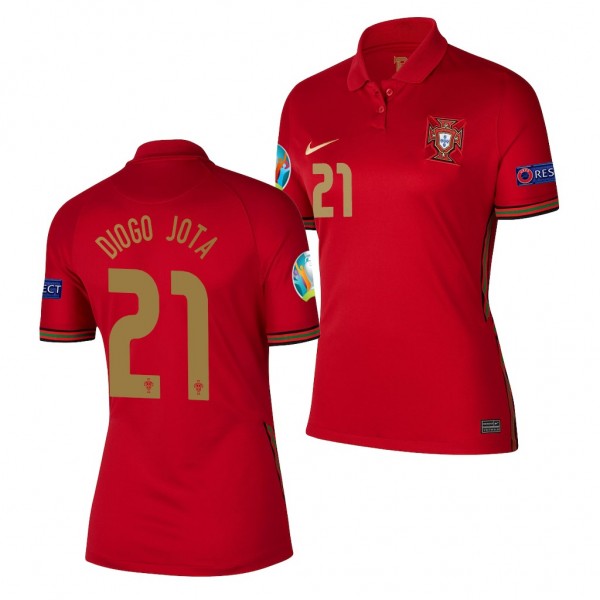 Women's Portugal Diogo Jota EURO 2020 Jersey Red Home Replica