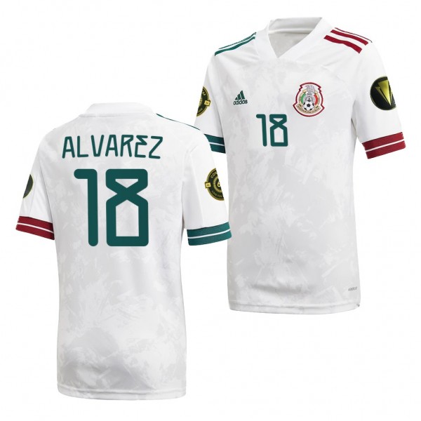 Men's Efrain Alvarez Mexico 2021 CONCACAF Gold Cup Jersey White Away Replica