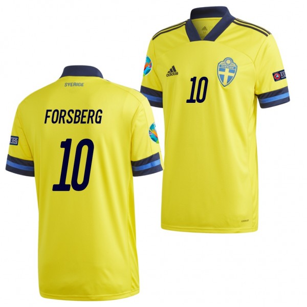 Men's Emil Forsberg Sweden Home Jersey Yellow EURO 2020