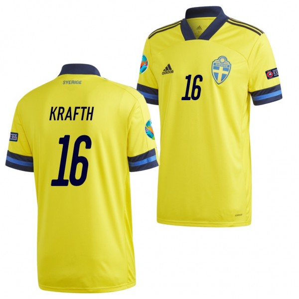 Men's Emil Krafth Sweden Home Jersey Yellow EURO 2020