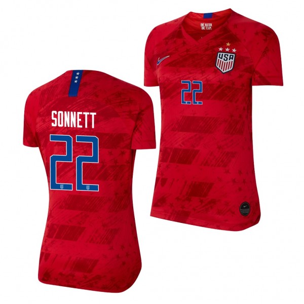 Men's Emily Sonnett USA 4-STAR Red Jersey 2019 World Cup Champions Business
