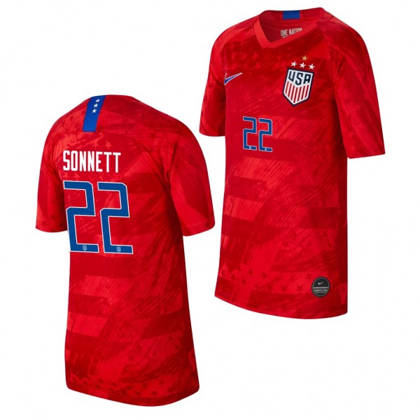 Men's Emily Sonnett USA 4-STAR Red Jersey 2019 World Cup Champions
