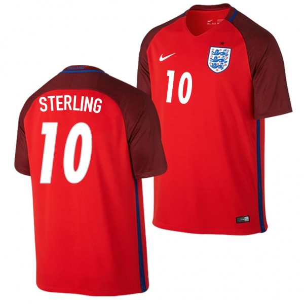 Men's England Raheem Sterling Away Red Jersey