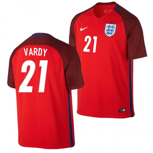 Men's England Jamie Vardy Away Red Jersey