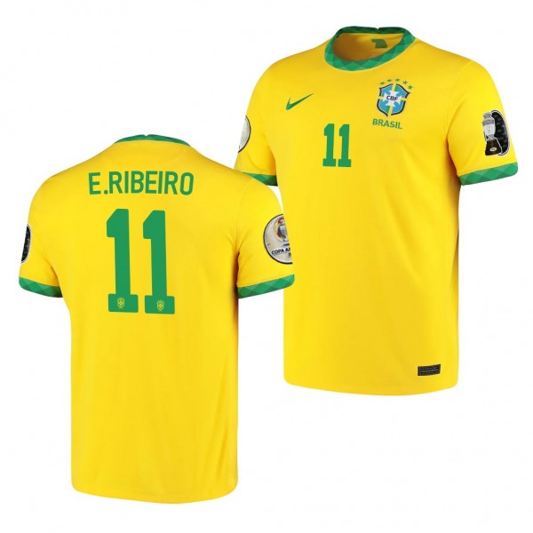Men's Everton Ribeiro Brazil COPA America 2021 Jersey Gold Home Replica