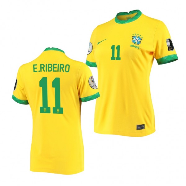 Women's Brazil Everton Ribeiro COPA America 2021 Jersey Gold Home Replica