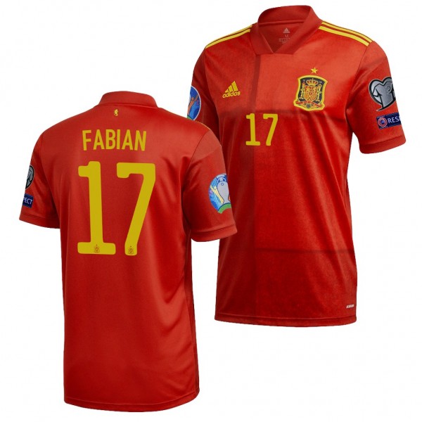 Men's Fabian Spain EURO 2020 Jersey Red Home Replica