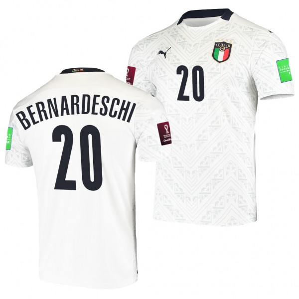 Men's Federico Bernardeschi Italy Away Jersey White 2022 Qatar World Cup