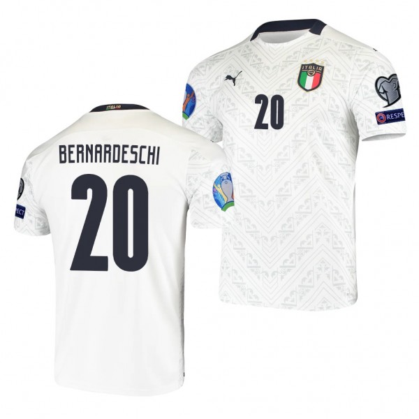 Men's Federico Bernardeschi Italy EURO 2020 Jersey White Away Replica