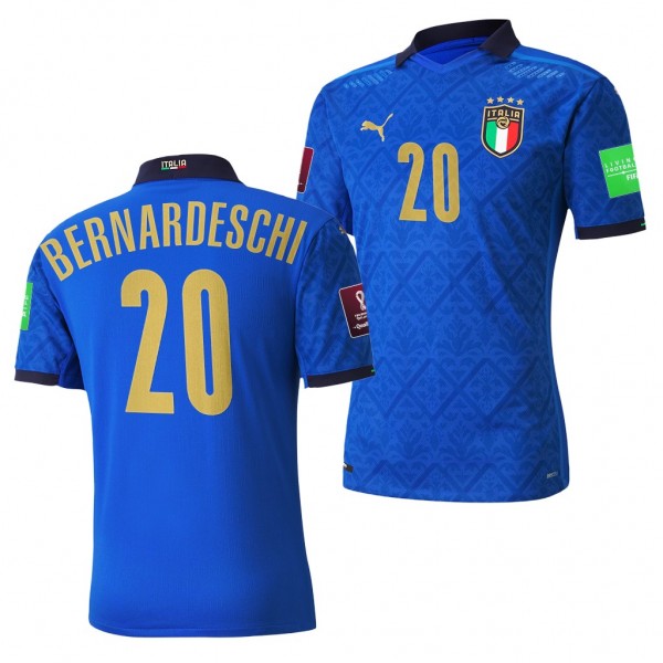 Men's Federico Bernardeschi Italy Home Jersey Blue 2022 Qatar World Cup