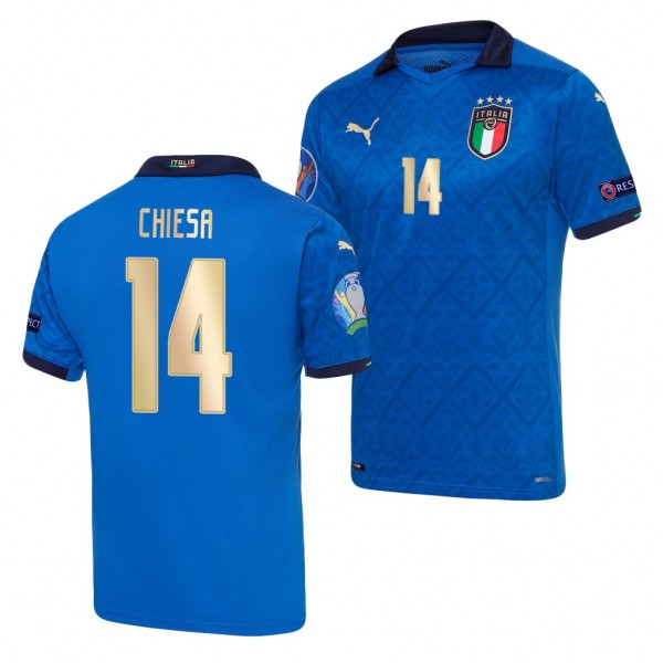 Men's Federico Chiesa Italy EURO 2020 Jersey Blue Home Replica