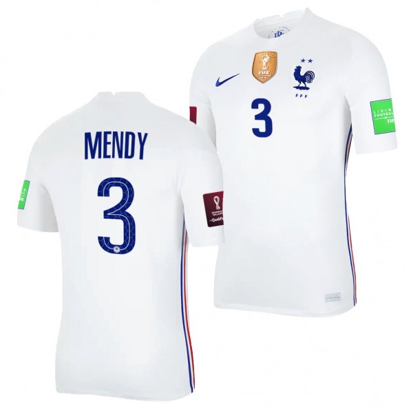 Men's Ferland Mendy France Away Jersey White 2022 Qatar World Cup Stadium