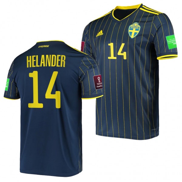 Men's Filip Helander Sweden Away Jersey Black 2022 Qatar World Cup Replica